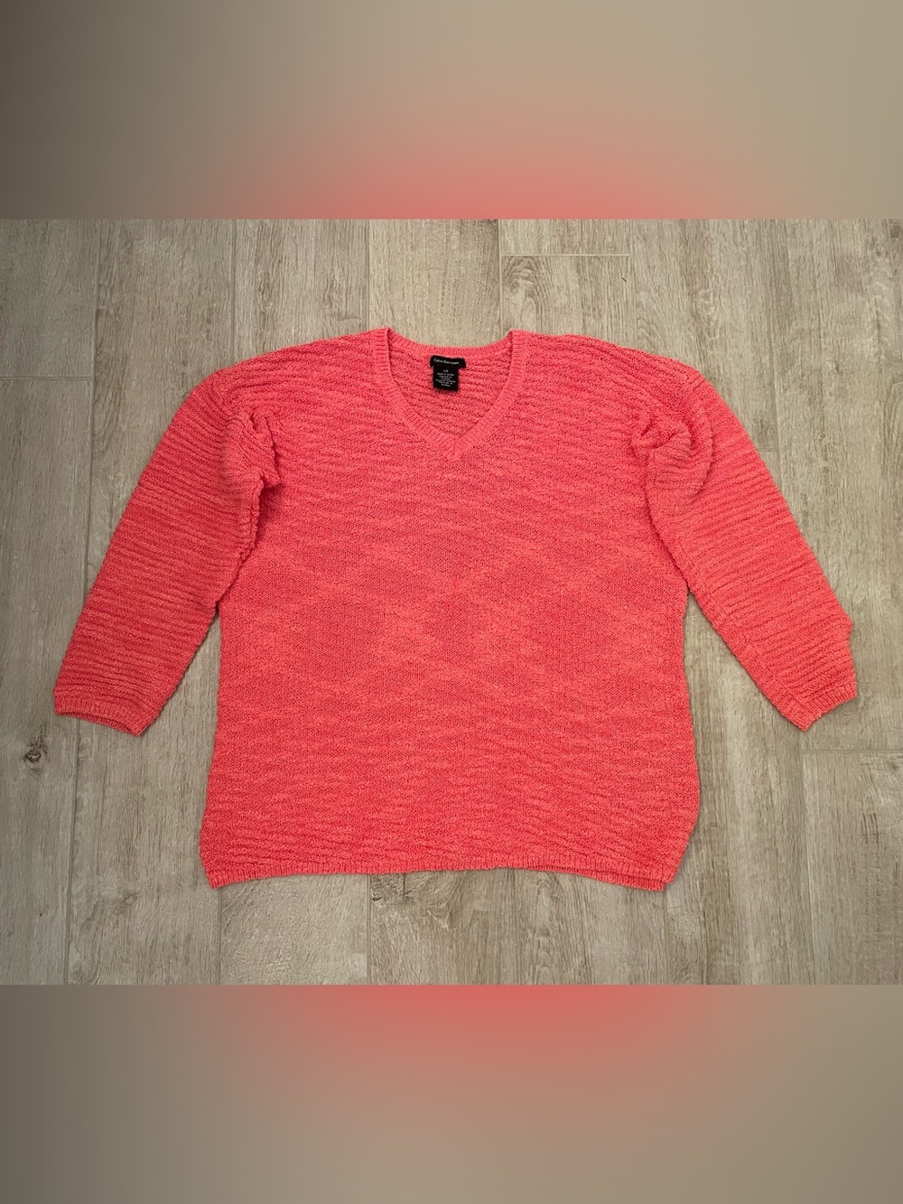 Calvin Klein Jeans Coral V-Neck Knit Sweater, L
